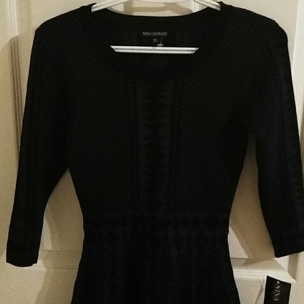 Nwt nina leonard xs blue black dress